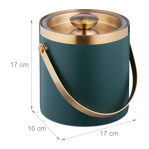 Seau à Glace Acier Inoxydable Double Paroi, Design Luxe Vert Doré