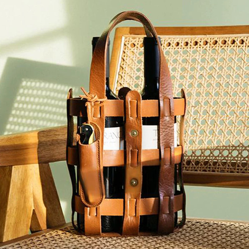 Sac à vin en cuir
