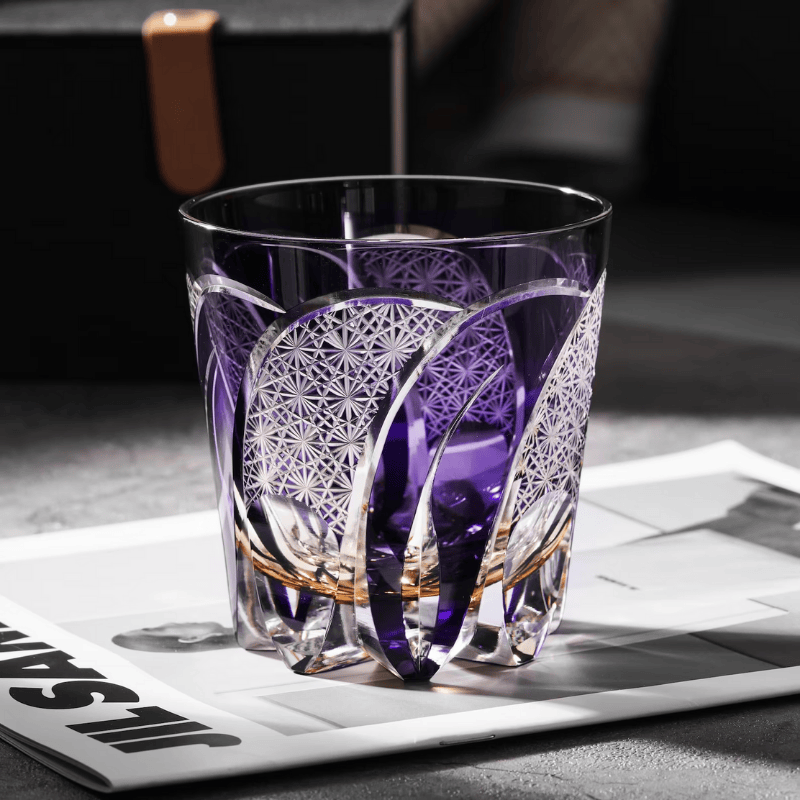 Verre à Whisky en Cristal Violet Taillé à la Main