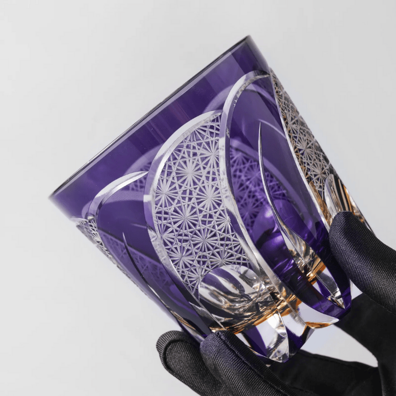 Verre à Whisky en Cristal Violet Taillé à la Main