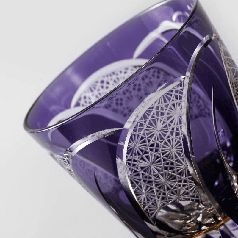 Verre à Whisky en Cristal Violet Taillé à la Main