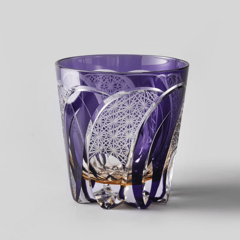 Verre à Whisky en Cristal Violet Taillé à la Main