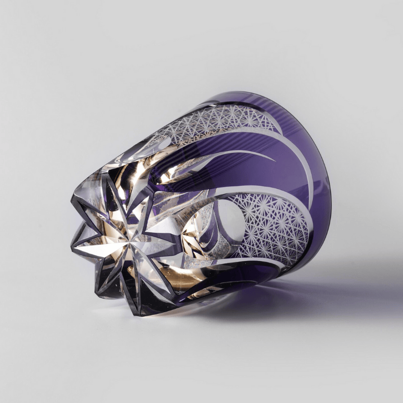 Verre à Whisky en Cristal Violet Taillé à la Main