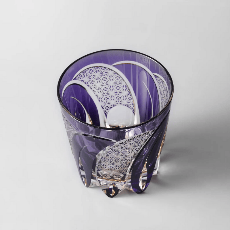 Verre à Whisky en Cristal Violet Taillé à la Main