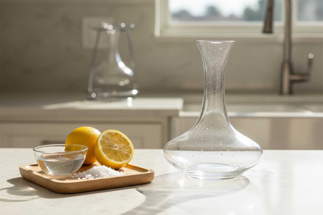 Carafe à vin et ingrédients naturels pour comment nettoyer carafe vin facilement à la maison