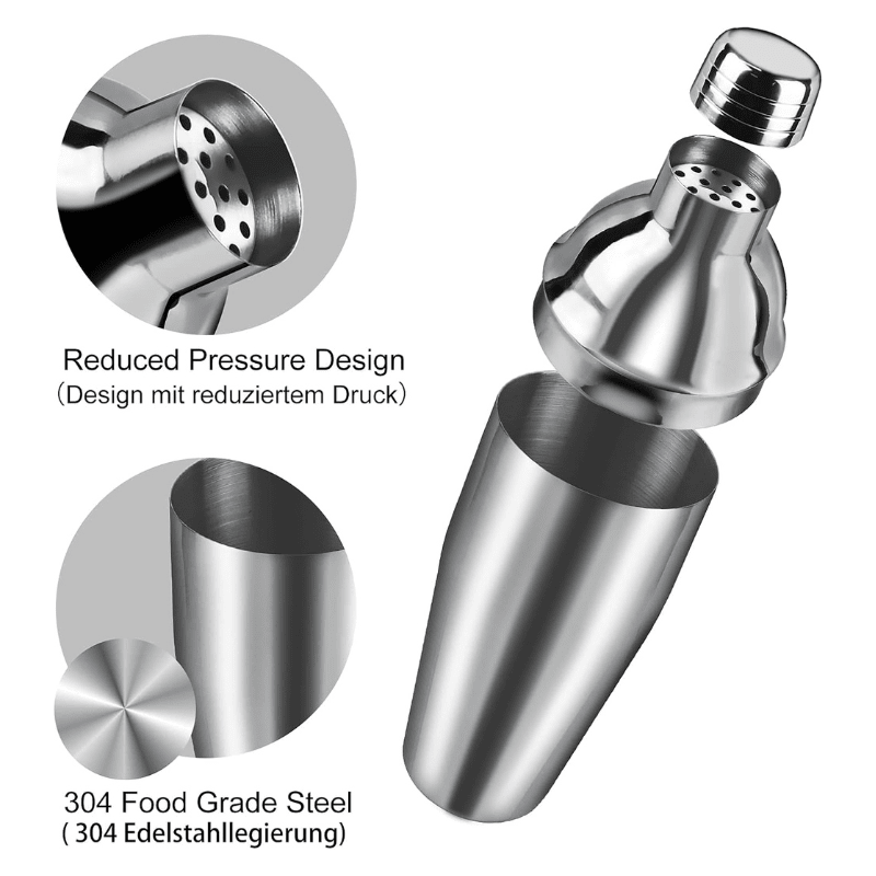 3 Pièces Shaker à Cocktail Set en Acier Inoxydable - Wior