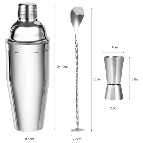 3 Pièces Shaker à Cocktail Set en Acier Inoxydable - Wior