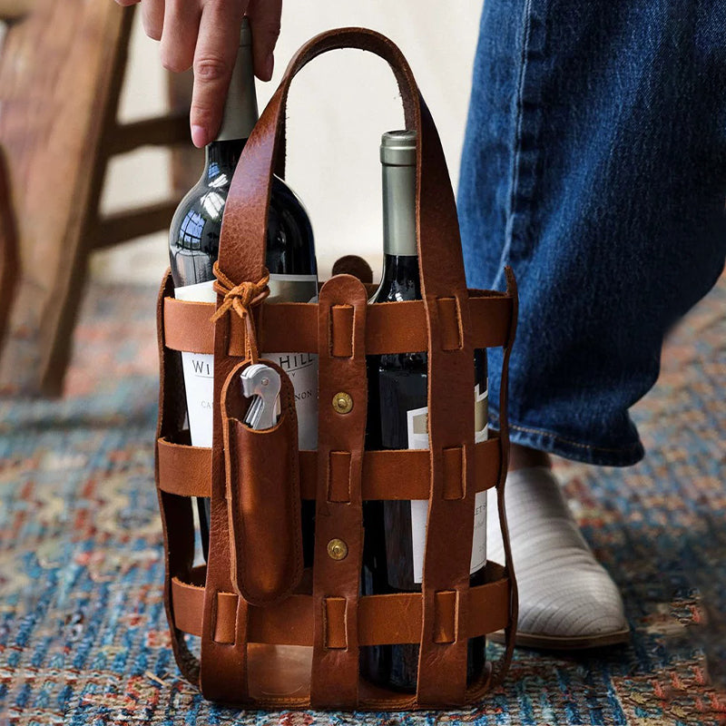 Sac à vin en cuir