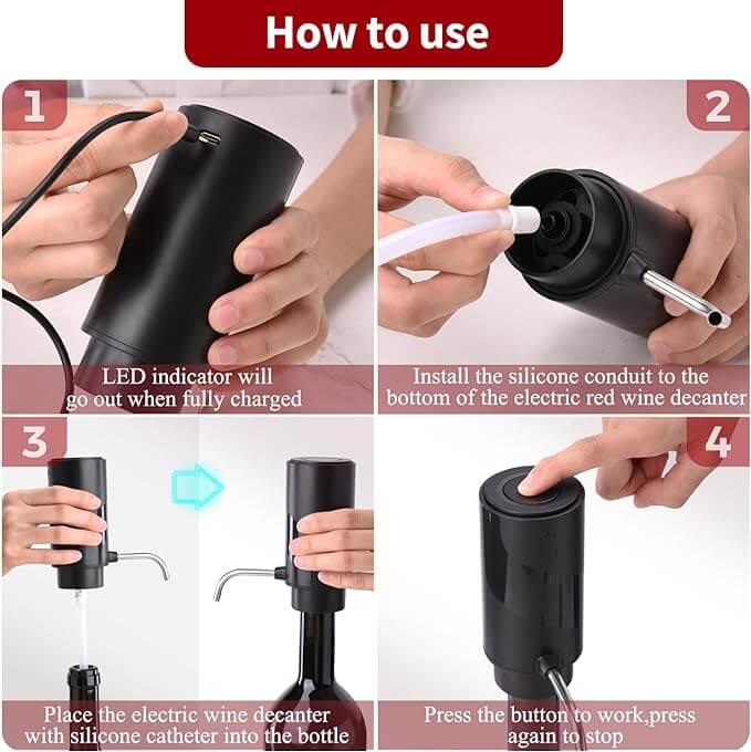 Aérateur et verseur de vin électrique, Distributeur de vin rechargeable - Wior