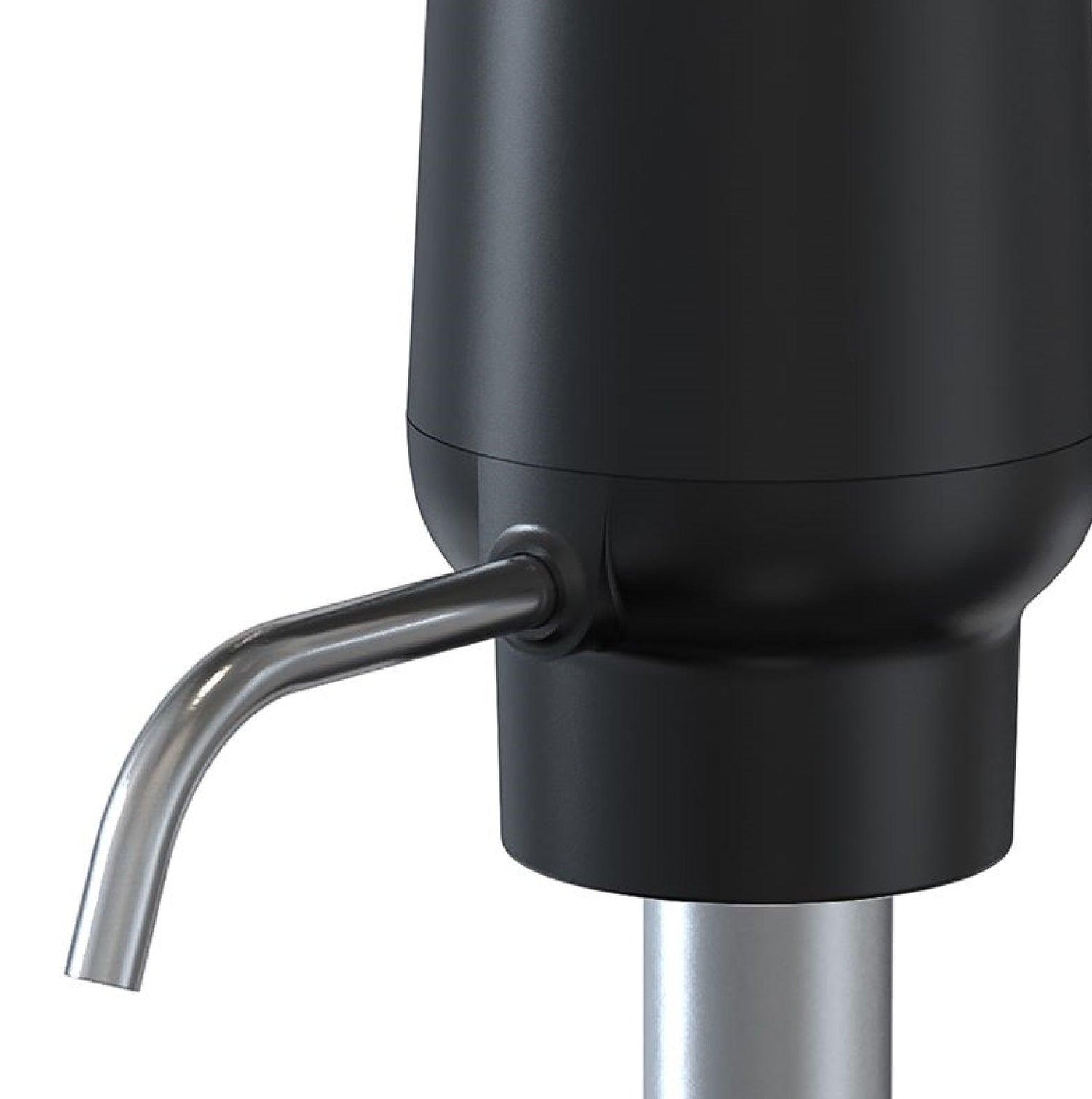 Aérateur de vin électrique noir posé sur une surface blanche avec tire bouchon intégré