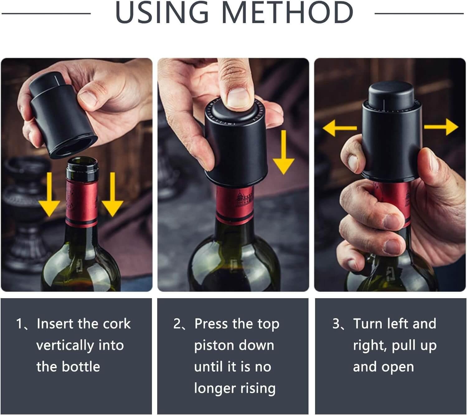 Bouchon Bouteille Vin Réutilisable avec Echelle de Temps - Wior