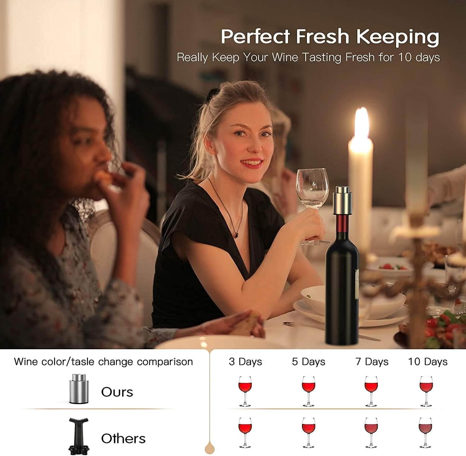 Bouchon de Vin sous Vide en Acier Inoxydable - Wior