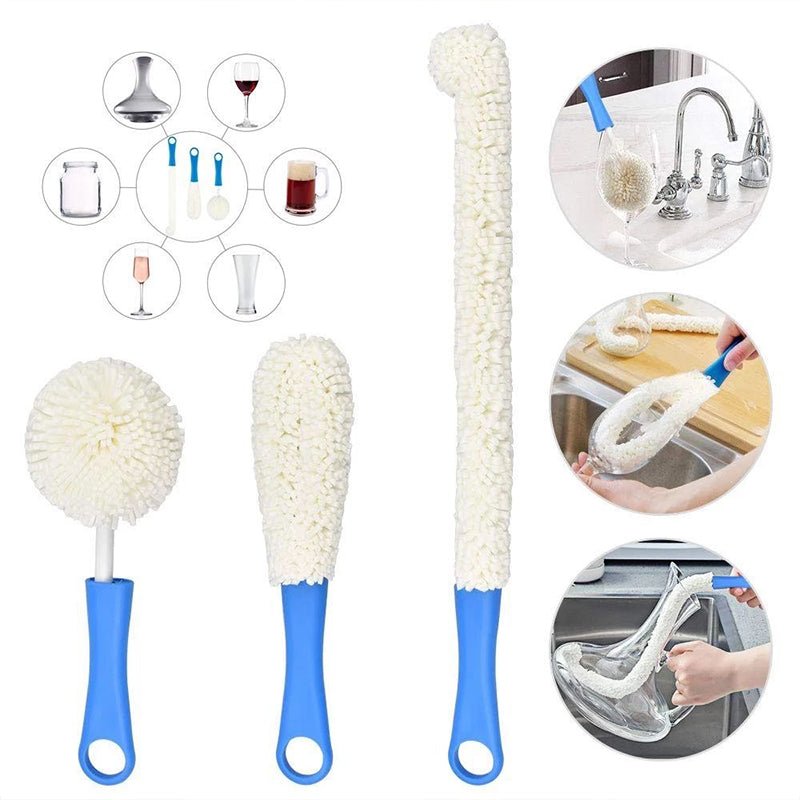 Brosse Flexible 3 Pièces pour Carafe à Vin et Verres - Wior