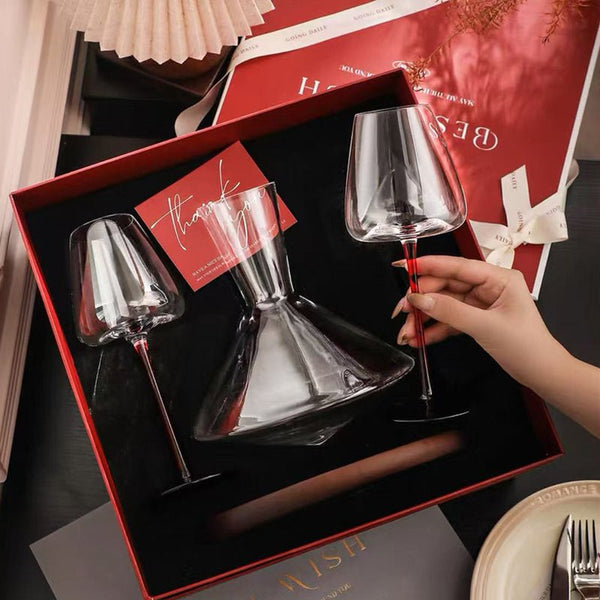 Carafe à décanter en cristal avec verres assortis, coffret cadeau complet