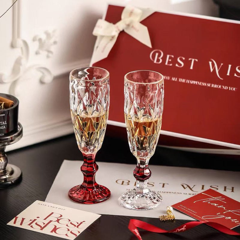 Coffret Cadeau 2 Verres à Champagne en Cristal pour Mariage, Noël - Wior
