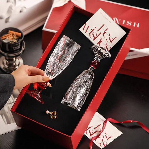 Coffret cadeau 2 flutes à champagne en cristal pour mariage et Noël