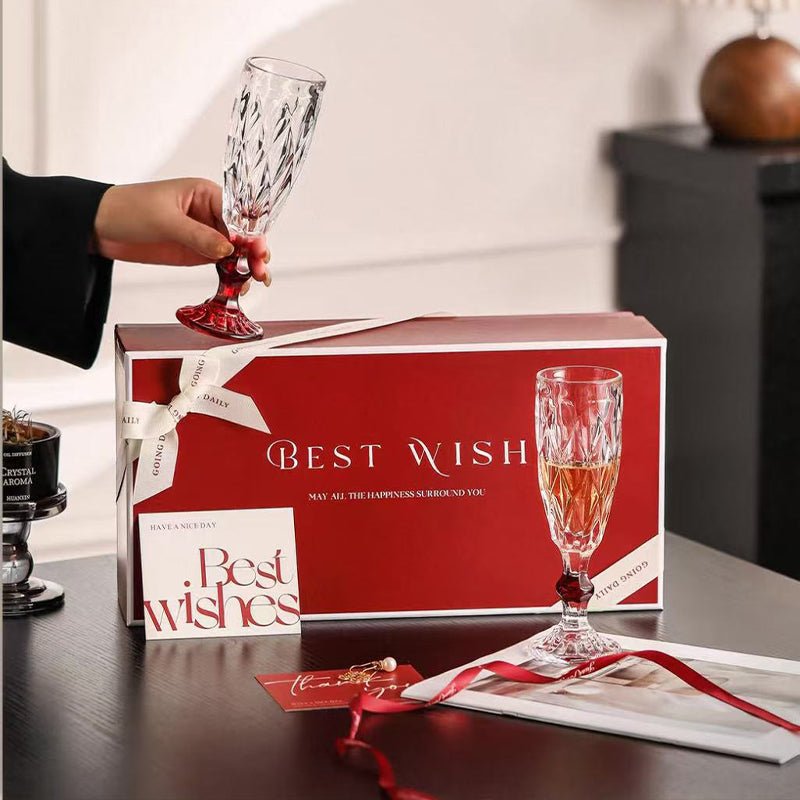 Coffret Cadeau 2 Verres à Champagne en Cristal pour Mariage, Noël - Wior