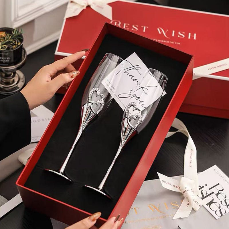 Coffret Vin 2 Verres à Vin pour Mariage, Saint-Valentin - Wior