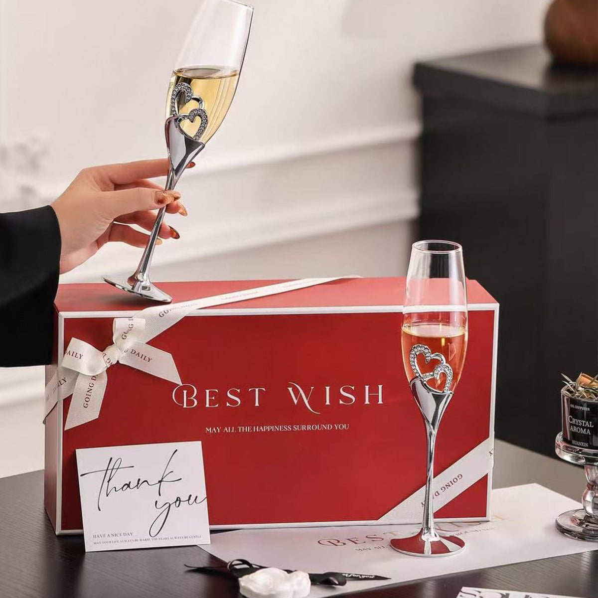 Coffret Vin 2 Verres à Vin pour Mariage, Saint-Valentin - Wior