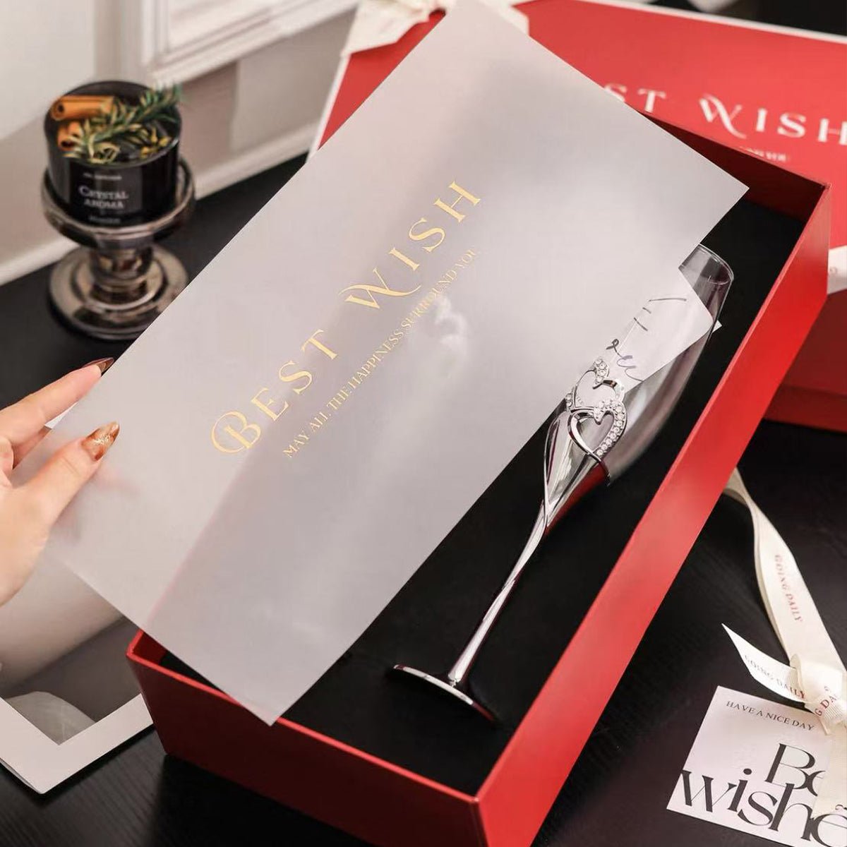 Coffret Vin 2 Verres à Vin pour Mariage, Saint-Valentin - Wior