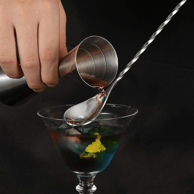 Cuillère à cocktail en acier inoxydable brillant, accessoire essential pour kit cocktail maison