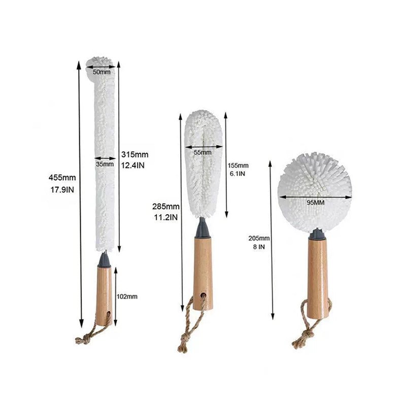 Lot de 3 Brosses Souples pour Verres à Vin, Carafes et Bouteilles - Wior