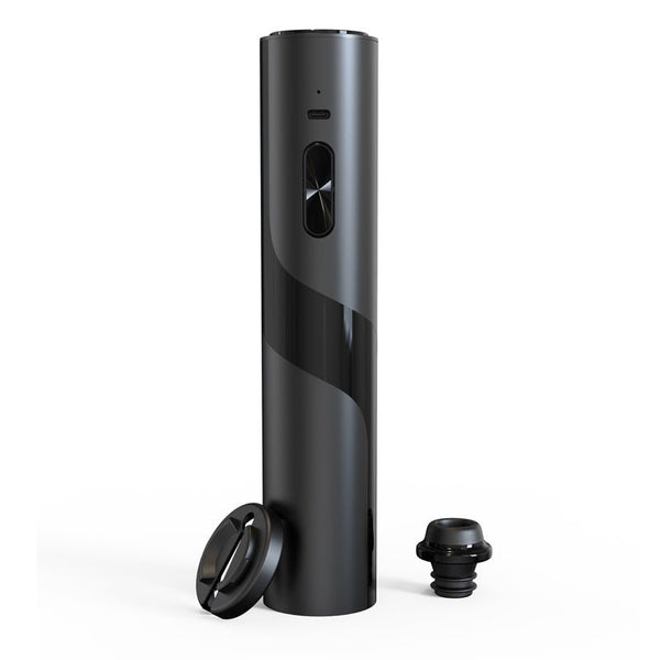 Tire bouchon électrique argent avec bouchon de vin extracteur automatique sur fond blanc