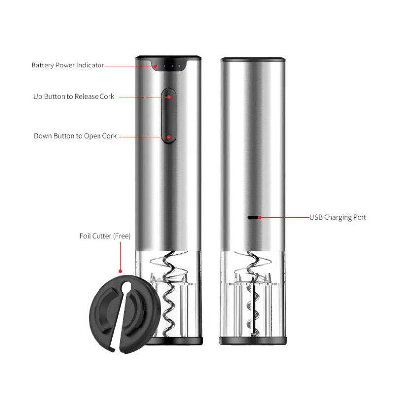 Tire Bouchon Electrique Rechargeable Argent Luxe - Wior