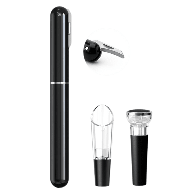 Tire-Bouchon Pompe à Air 2-en-1 avec Bouchon et Bec Verseur Vin - Wior