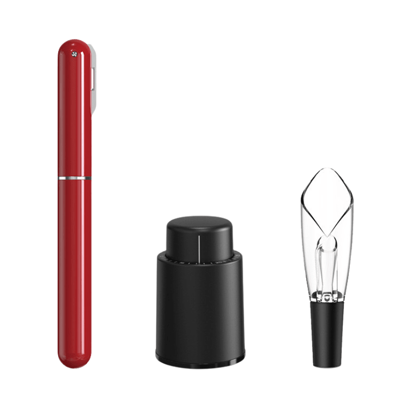 Tire-Bouchon Pompe à Air 2-en-1 avec Bouchon et Bec Verseur Vin - Wior