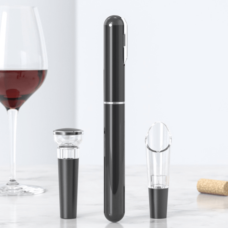 Tire-Bouchon Pompe à Air 2-en-1 avec Bouchon et Bec Verseur Vin - Wior