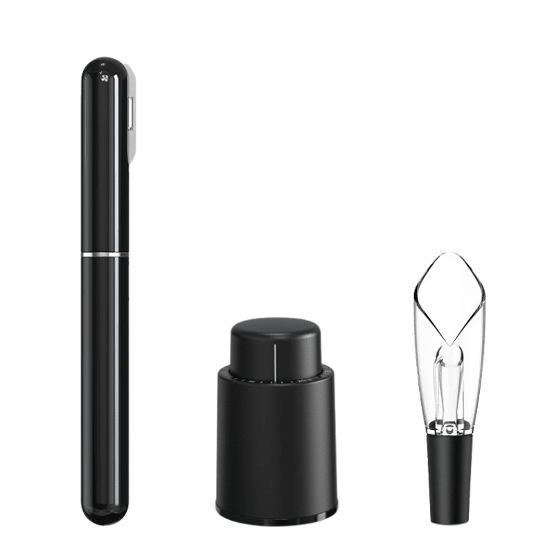 Tire-Bouchon Pompe à Air 2-en-1 avec Bouchon et Bec Verseur Vin - Wior