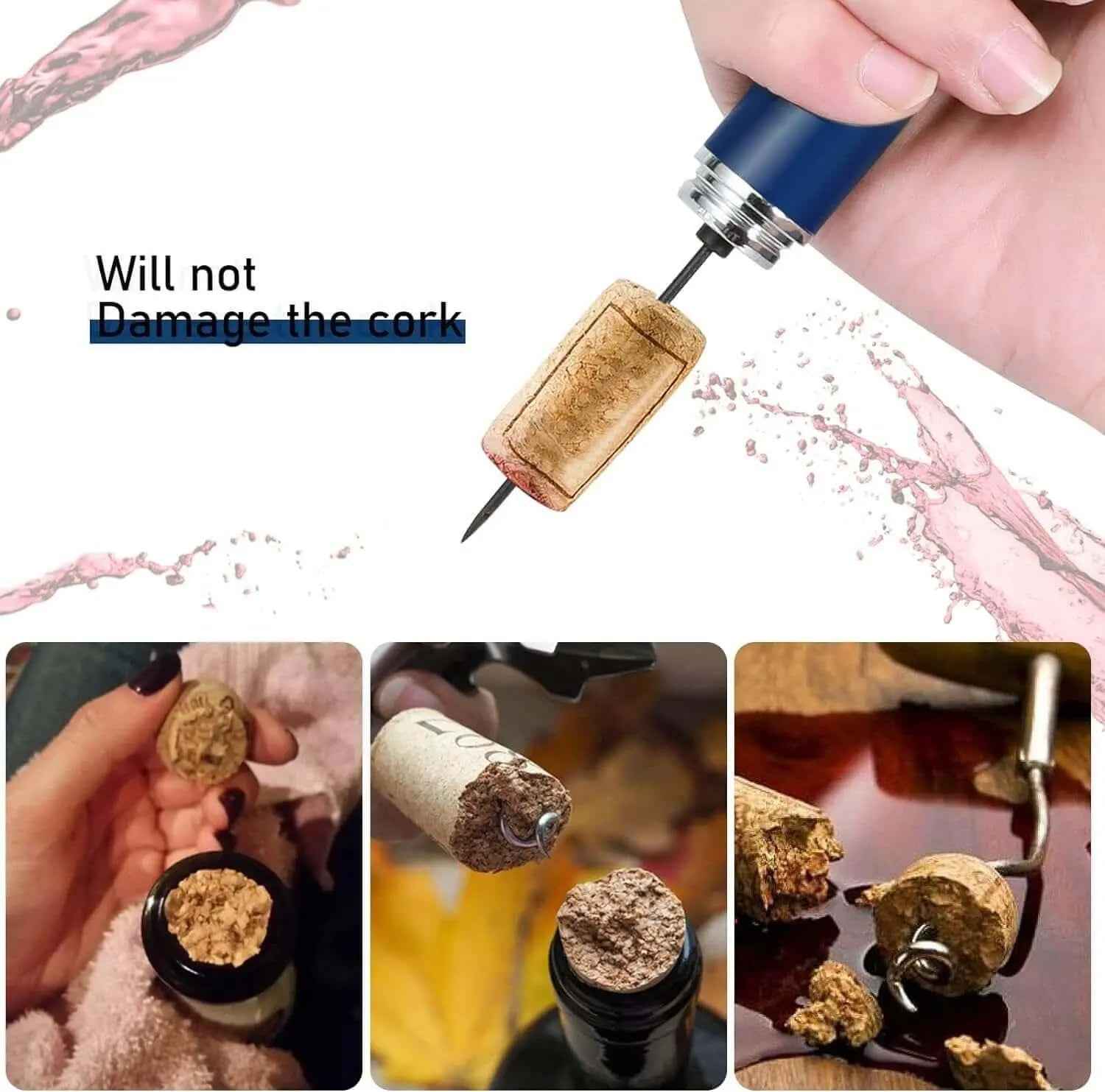 Tire-Bouchon Pompe à Air avec Bouchon et Bec Verseur Vin - Wior