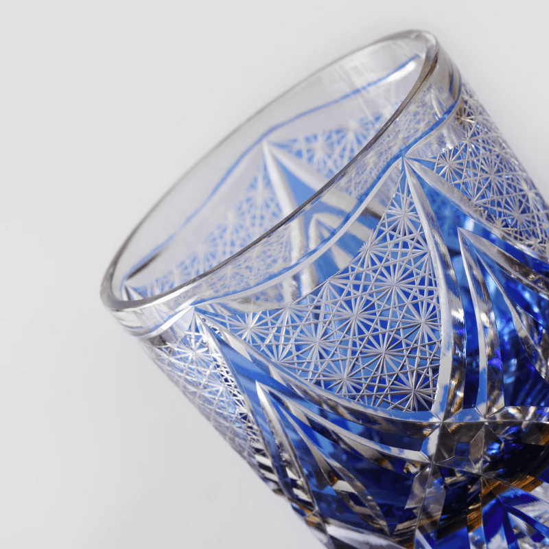 Verre à Whisky en Cristal Bleu Taillé à la Main - Wior