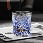 Verre à Whisky en Cristal Bleu Taillé à la Main - Wior