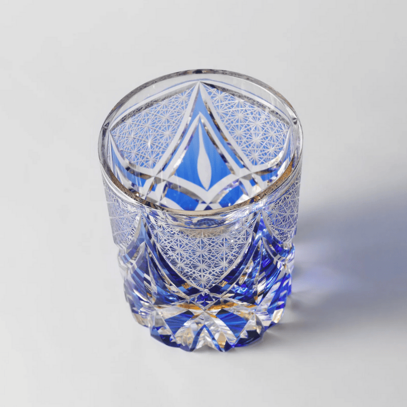 Verre à Whisky en Cristal Bleu Taillé à la Main - Wior