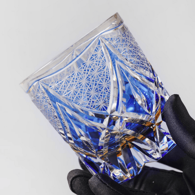 Verre à Whisky en Cristal Bleu Taillé à la Main - Wior