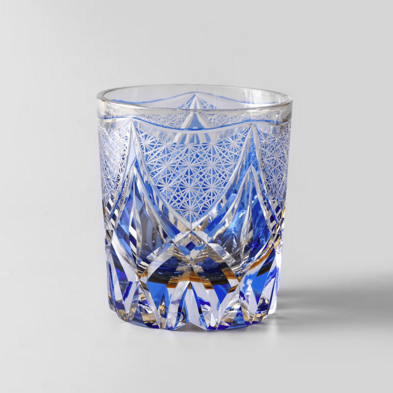 Verre à Whisky en Cristal Bleu Taillé à la Main - Wior
