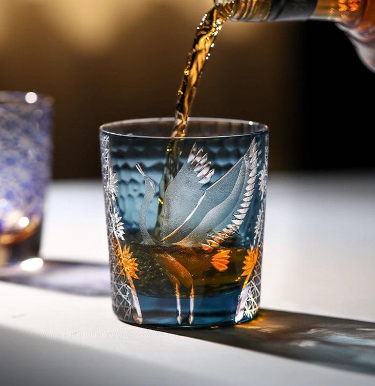 Verre à whisky, verre à whisky en cristal, verre à whisky bleu pour whisky Wior