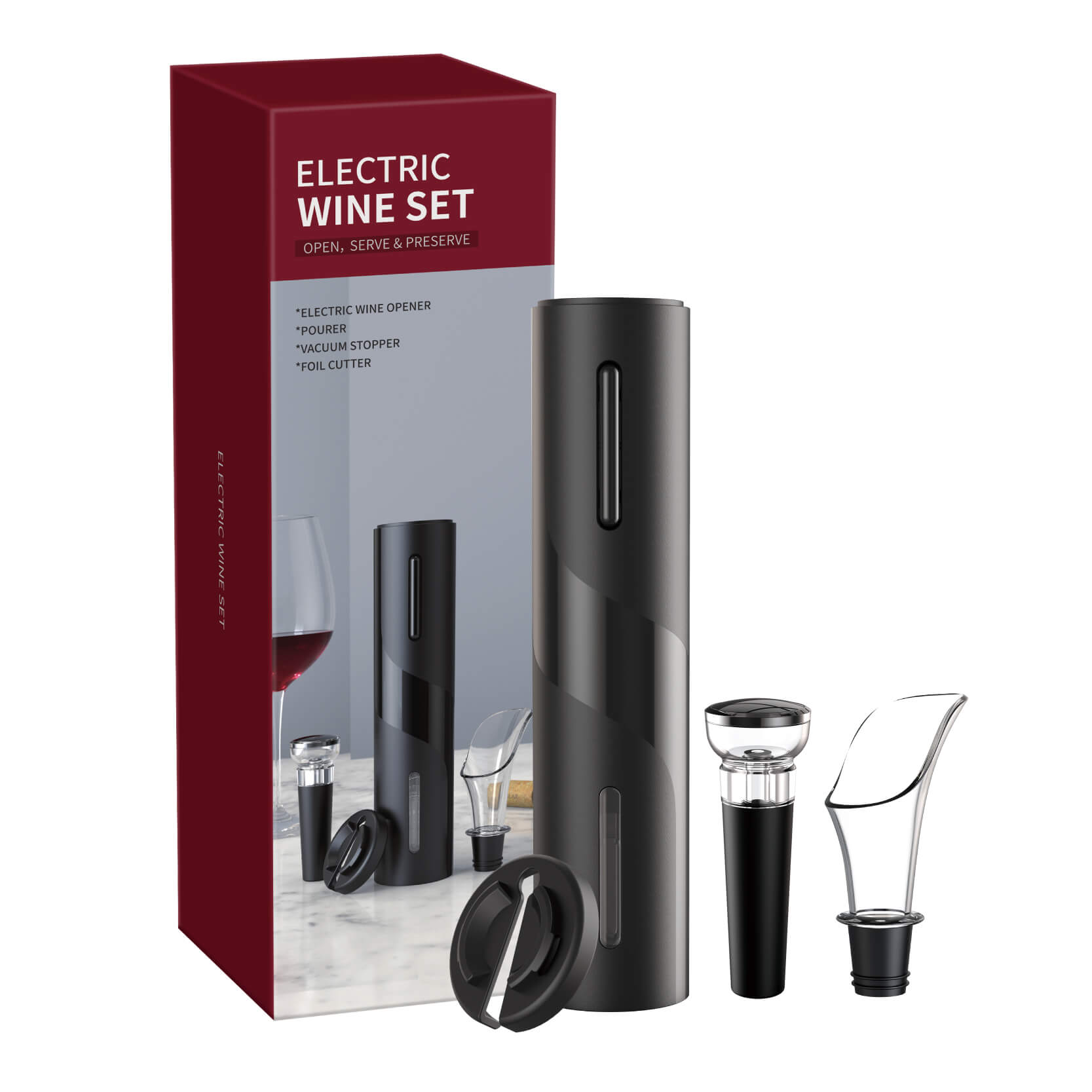 4-in-1 USB Rechargeable Automatic Electric Wine Opener Set - Wior